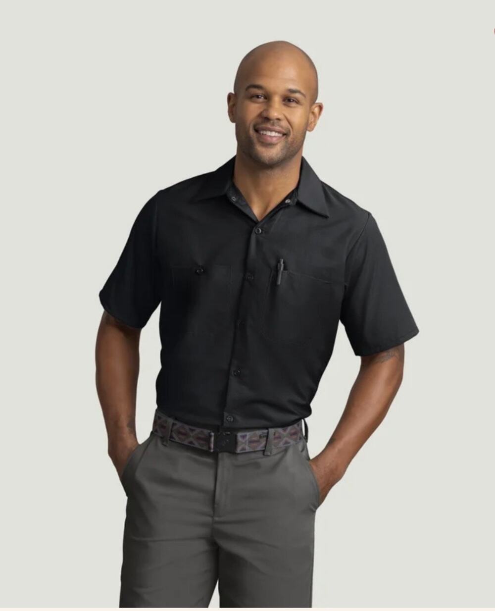 NEW Red Kap Short Sleeve Industrial Work Shirt Men's XL Black Poplin Workwear